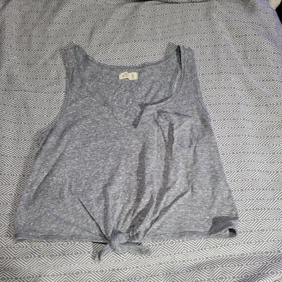 Hollister Gray Front Tie Tank Top Size Medium - Picture 1 of 6